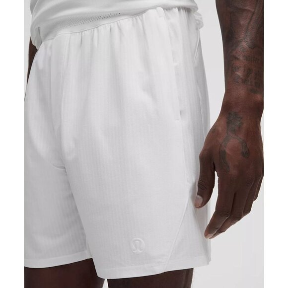 Striped Mesh Tennis Short 7" - White - Picture 4 of 5